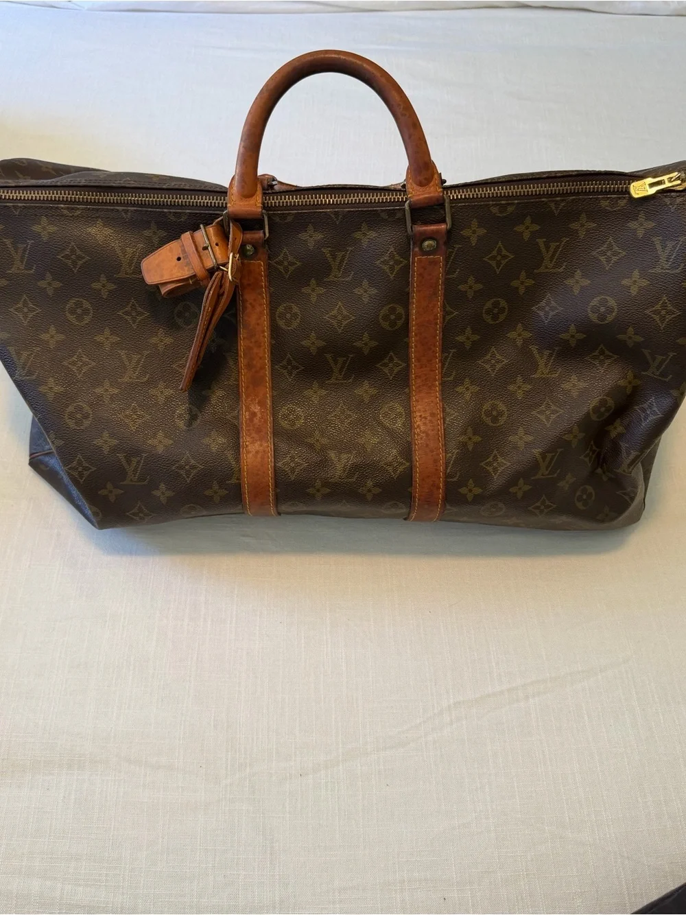Louis Vuitton Keepall 50 Monogram Boston Bag Brown Authentic -